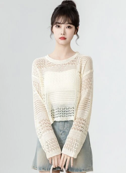 Lace Knit Long Sleeve Cardigan