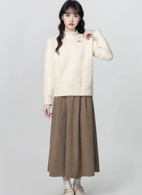 Lace Trim Knit Pullover Sweater