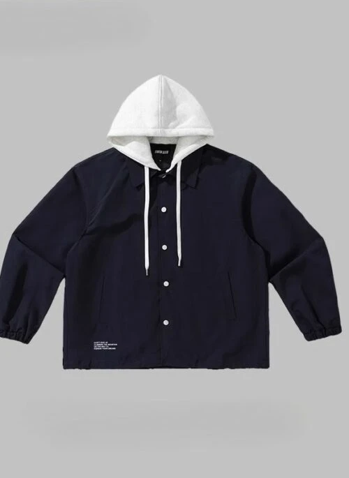 Navy Blue Detachable Hooded Jacket | Leeseo – IVE