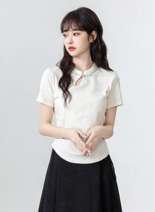 New Chinese Style Asymmetric Waist Shirt