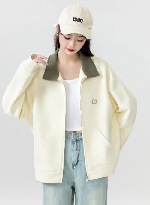 New Spring Colorblock Zip Jacket