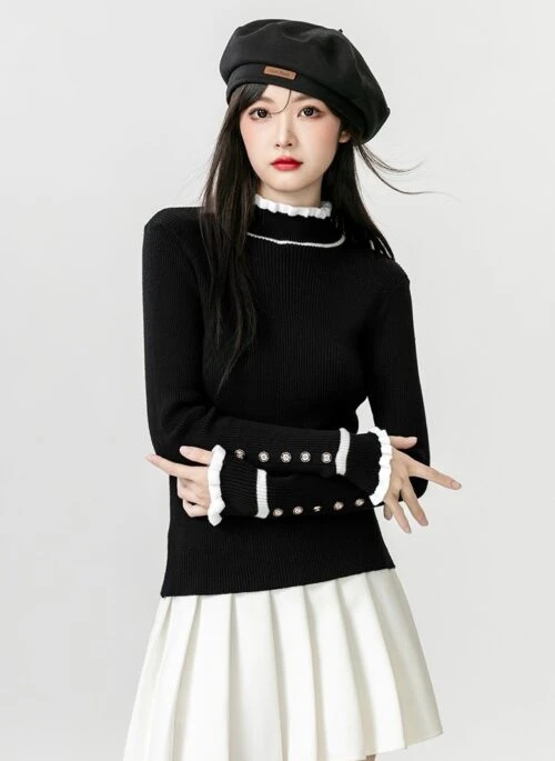 New Stylish Black Knit Sweater