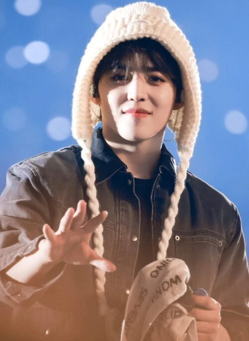 Off-White Knitted Hat With Braided Strings | S.Coups – Seventeen