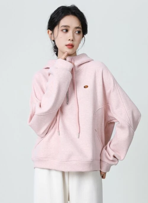 Pink Fleece Pullover Hoodie