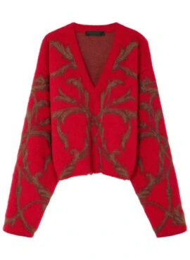 Red Abstract Pattern Cozy Sweater | Ningning – Aespa