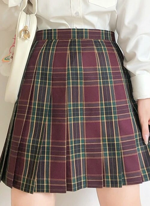 Red And Green Plaid School Skirt | Liz – IVE