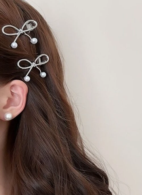 Silver Bow With Pearl Accent Hairpin | Yuqi – (G)I-DLE