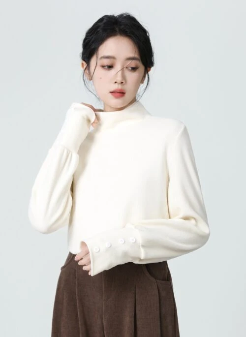 Soft Fleece Turtleneck Long Sleeve Top