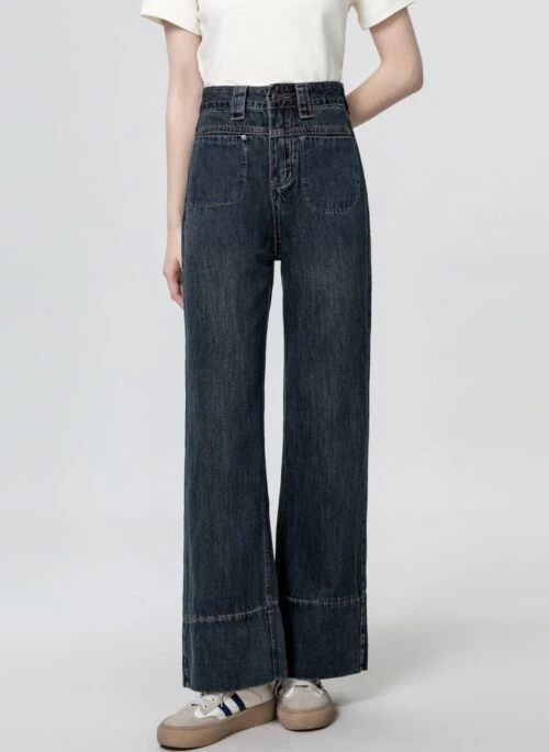 Vintage Blue Highwaisted Wideleg Jeans