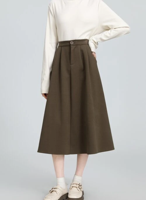 Vintage Pleated Highwaist Midi Skirt