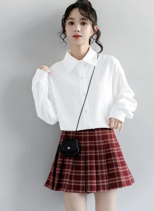 White Long Sleeve Casual Polo Shirt