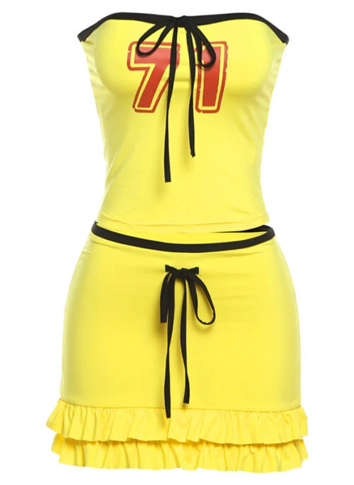 Yellow Sporty Tube And Skirt Two-Piece Set | Soyeon – (G)I-DLE