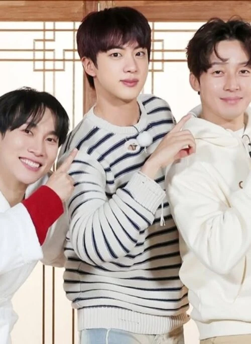 Beige And Black Striped Distressed Sweater | Jin – BTS