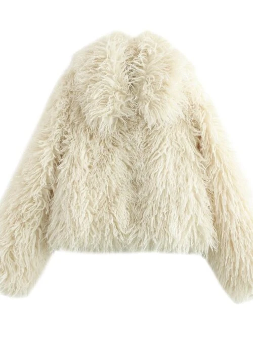 Beige Artificial Fur Jacket | Seulgi - Red Velvet