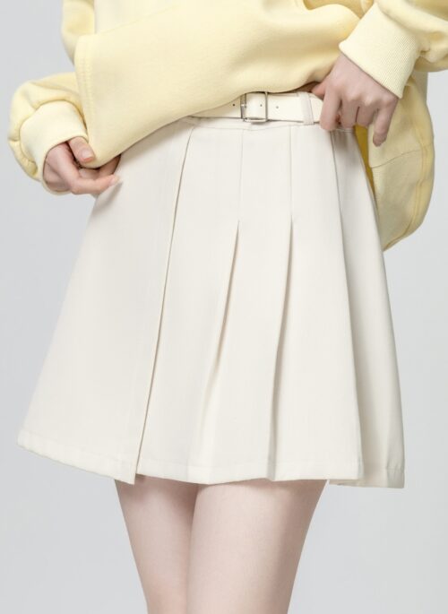 Beige Highwaist Pleated Skirt