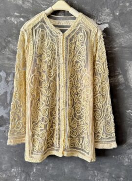 Beige Swirl Embroidered Sheer Shirt | Taehyung – BTS