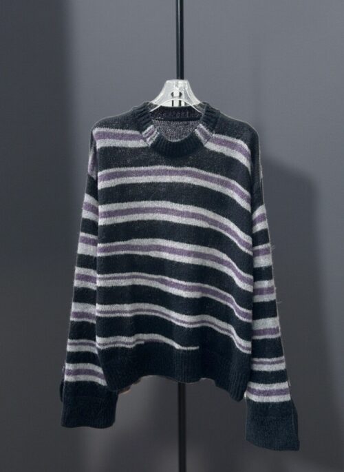 Black And Lilac Striped Knit Sweater | Junkyu - Treasure