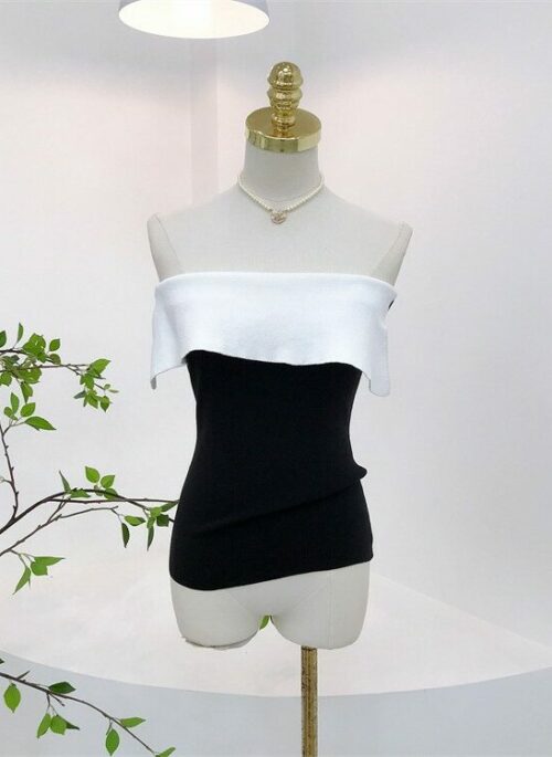 Black And White Flap Tube Top | Yujin – IVE