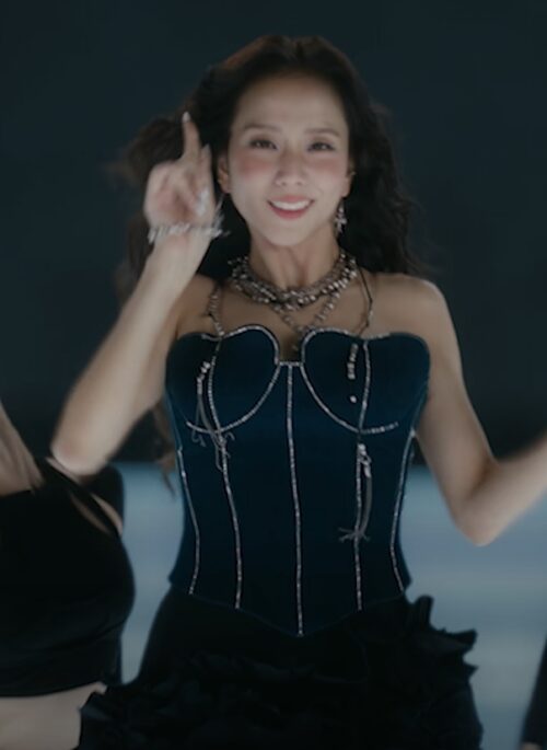 Black Crystal Studded Bustier Corset Top | Jisoo – BlackPink