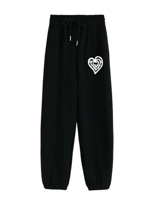 Black Heart Print Sweatpants | Karina - Aespa