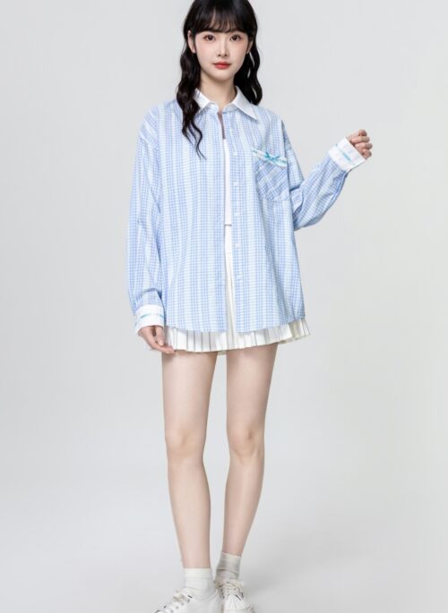 Blue Plaid Long Sleeve Shirt