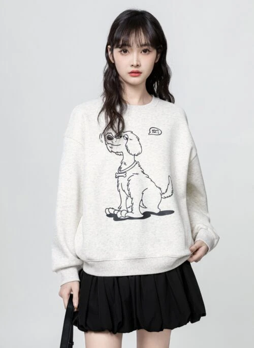 Cartoon Graphic Crewneck Sweatshirt