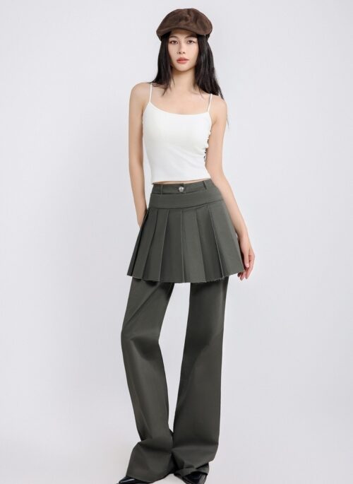 Dark Gray Pleated Skirt Overlay Pants | Rose – BlackPink