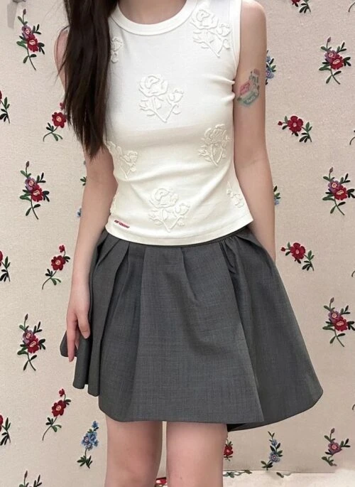 Grey Irregular Pleats Skirt | Jisoo – BlackPink