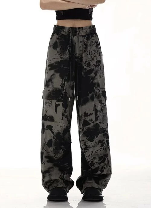 Grey Tie Dye Drawstring Pants | Kun - NCT