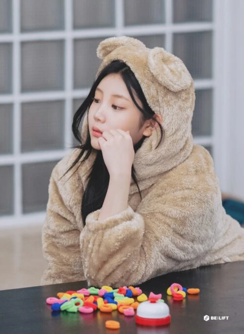 Light Brown Bear Ears Plush Coat | Wonhee – ILLIT