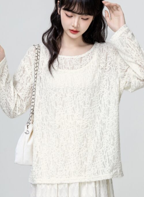 Lightweight Lace Knit Sun Protection Top