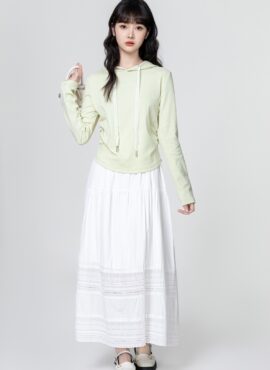 Mint Ruched Hoodie Long Sleeve Tee