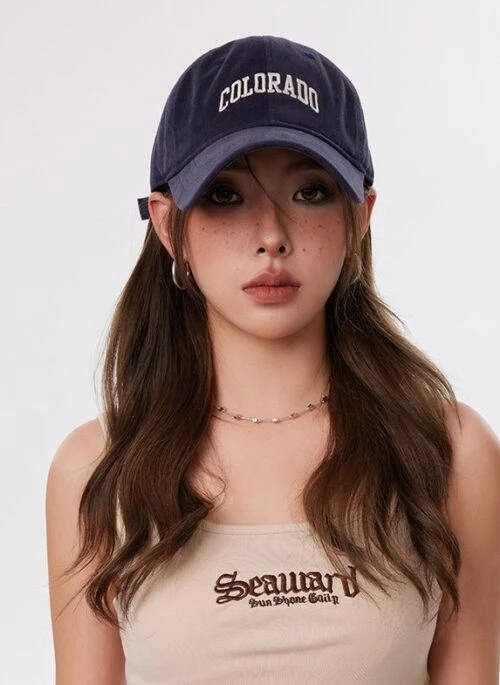 Navy Blue “COLORADO” Baseball Cap | Rose – BlackPink