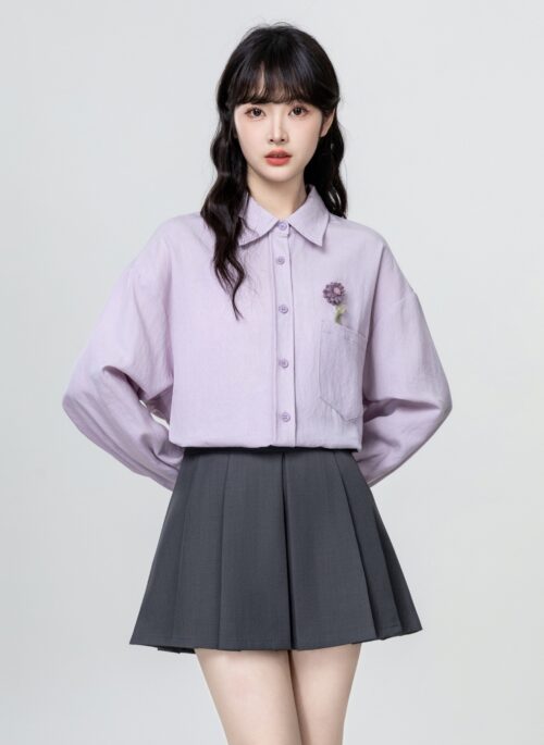 Purple Long Sleeve Polo Shirt