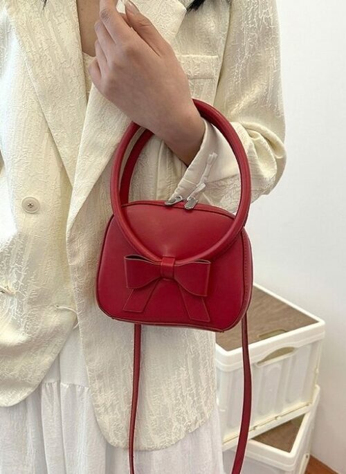 Red Faux Leather Bow Mini Bag | Lisa – BlackPink