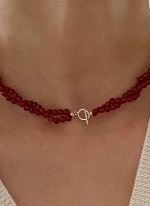 Red Twisted Berries Beads Necklace | Yunah – ILLIT