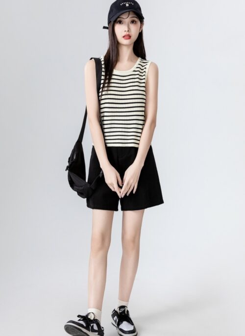 Striped Knit Sleeveless Top