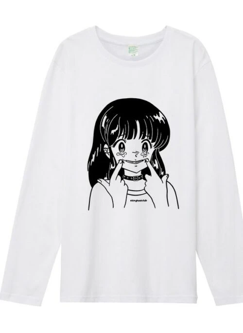 White Cartoon Girl Printed T-Shirt | Ningning - Aespa