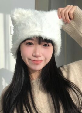 White Furry Cat Ears Hat | Jisoo – BlackPink