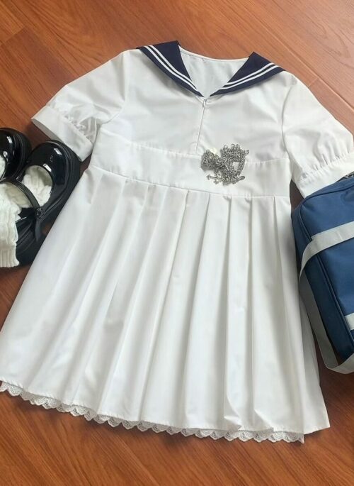 White Sailor Collar Doll Dress | Moka – ILLIT