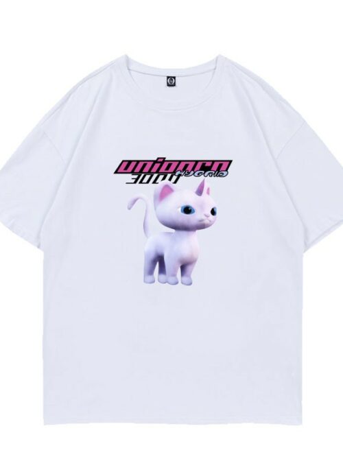 White Unicorn Kitten Printed T-Shirt | LeeKnow – Stray Kids