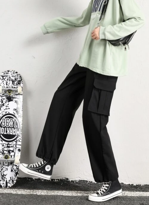 Black Drawstring Hip-Hop Pants | Solar - Mamamoo