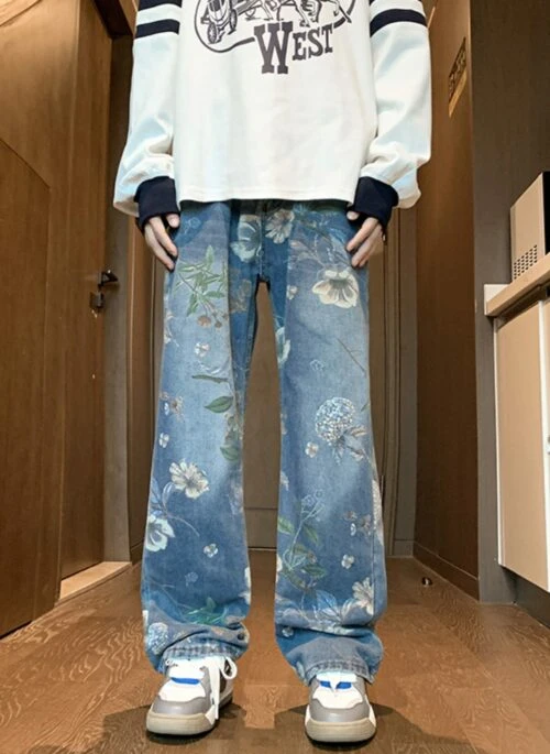 Blue Floral Pattern Jeans | Seulgi - Red Velvet