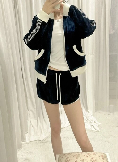 Blue Velvet Sport Jacket | Lisa – BlackPink