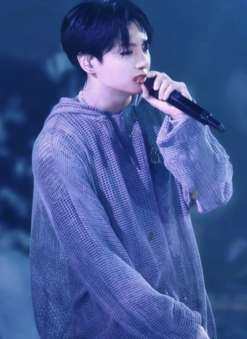 Grey Fishnet Drawstring Hoodie | Jungkook – BTS