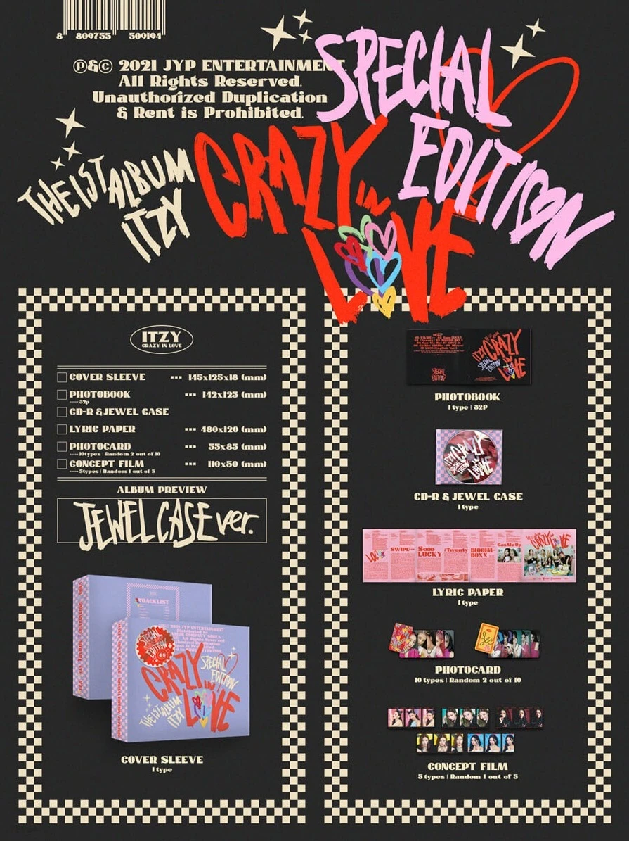 ITZY 1st Full Album - CRAZY IN LOVE | Special Edition, Jewel Case ...