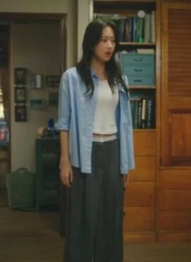 Light Blue Oversized Long Sleeves Shirt | Baek Su Jeong – My Dearest Nemesis