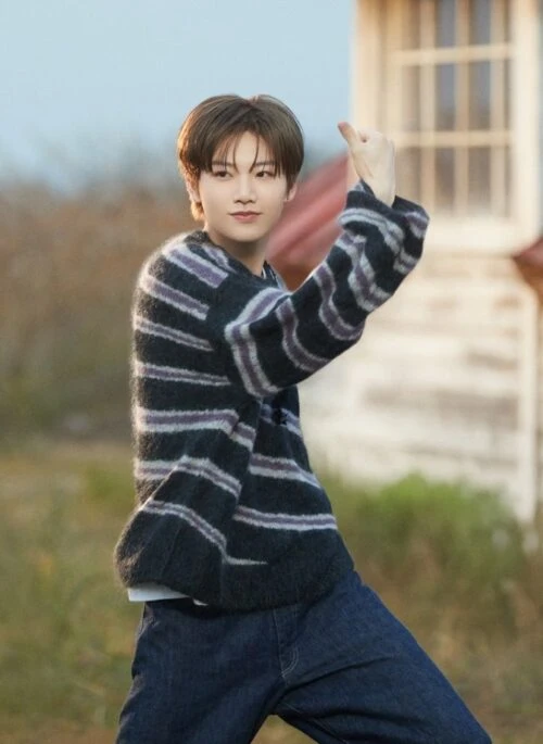 Purple And Black Stripes Sweater | Junkyu- Treasure
