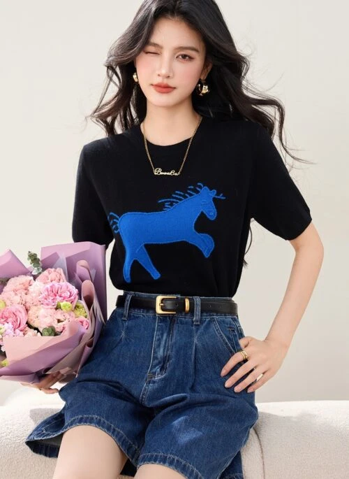 Stylish Embroidered Knit Top