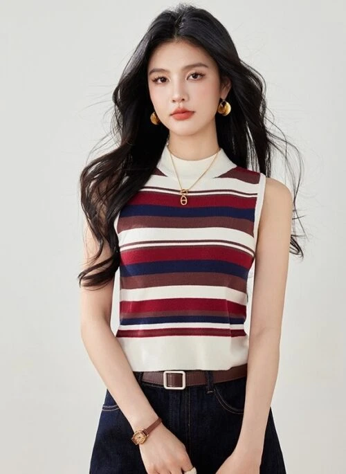 Stylish Striped Knit Tank Top